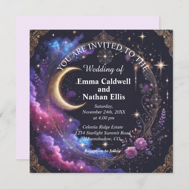 Convites Starry Night Wedding (Frente/Verso)