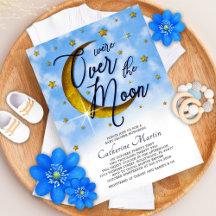 Starry Over The Moon Blue Dourado Baby Boy Chá