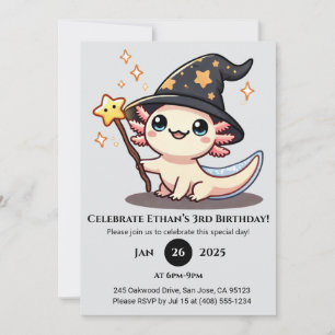 Convites Starry Spell Axolotl Birthday