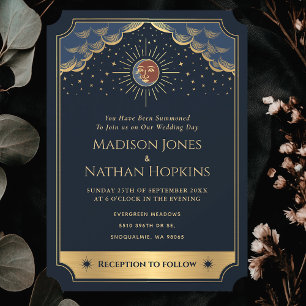 Convites Starry Sun Moon Tarot Weding Vintage Convidar