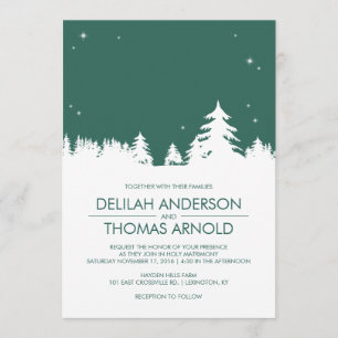 Convites Starry Winter Nights Emerald Green Wedding
