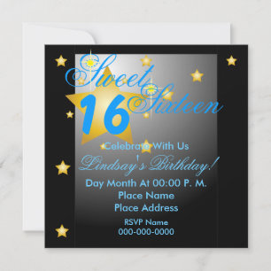 Convites Stars And Lights Forever Sweet Sixteen-Customize