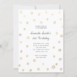 Convites Stars Faux Gold Foil Moderna Festa de aniversário