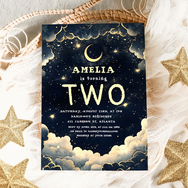 Convites Stars Galaxy Celestial Aniversário de criança Part (Stars Galaxy Celestial Kids Birthday Party Invitation)