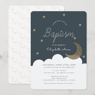 Convites Stars & Moon Marinho Blue Boy Baptism