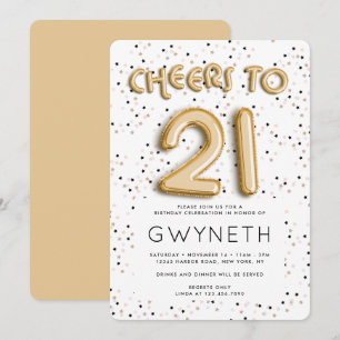 Convites Stars o tipo aniversário de 21 anos do balão da