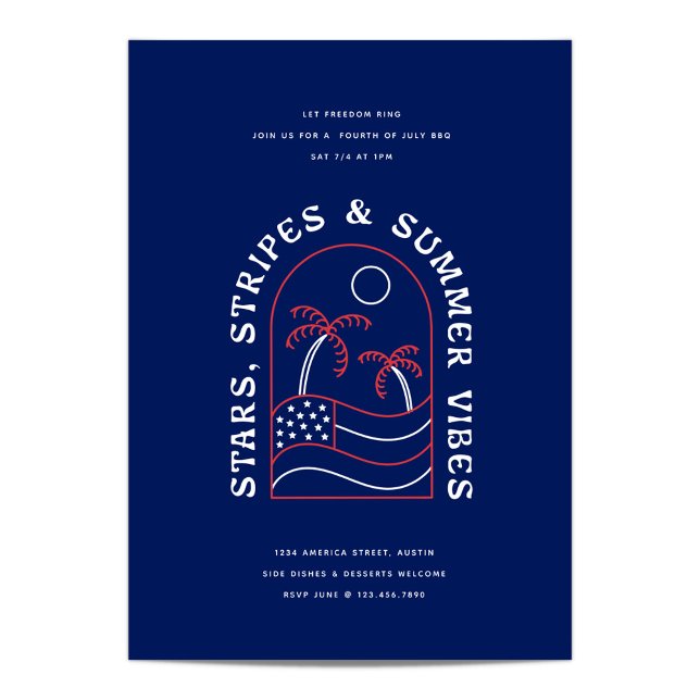 Convites Stars Stripes e Summer Vibes Festa do 4º CHURRASCO (Criador carregado)