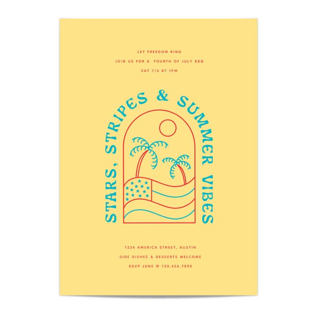 Convites Stars Stripes e Summer Vibes Festa do 4º CHURRASCO (Criador carregado)