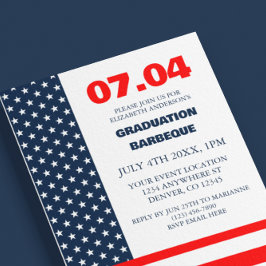 Convites Stars & Stripes Flag 4th Of July Graduation BBQ