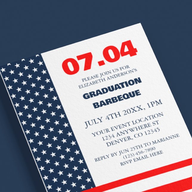 Convites Stars & Stripes Flag 4th Of July Graduation BBQ (Criador carregado)