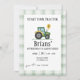 Convites Start Your Tractor Children's Birthday Invitation