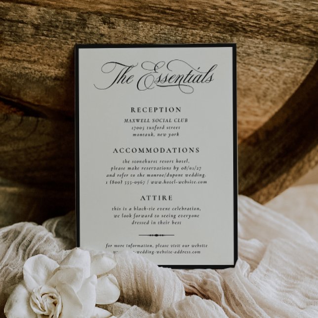 Convites Stately Calligraphy Wedding Details Card (Criador carregado)
