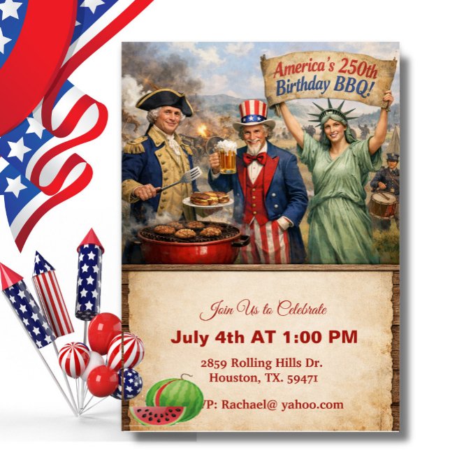 Convites Stautue Of Liberty America's 250th BBQ (Criador carregado)