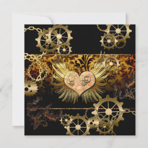 Convites Steampunk, coração maravilhoso