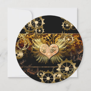 Convites Steampunk, coração maravilhoso com ouro