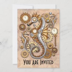 Convites Steampunk Seacavalo Vintage Surreal Art