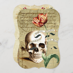 Convites Steampunk Skull Floral Halloween