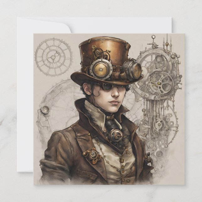 Convites Steampunk Victorian Gentleman Trabalho de arte (Frente)