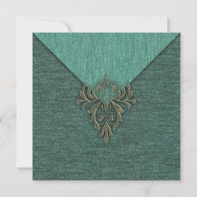 Convites Steampunk Vintage Damask e Floral (Frente)