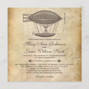 Convites Steampunk Wedtorian Airship