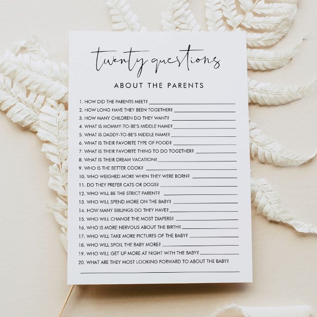Convites STELLA 20 Perguntas sobre o Jogo do Bebê dos Pais (Criador carregado)