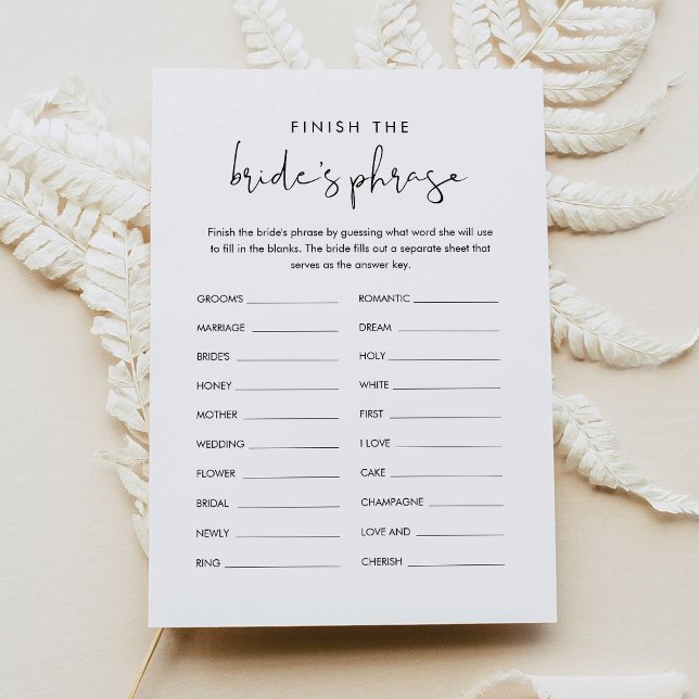 Convites STELLA Termine o Jogo de Brida de Frase da Noiva (Criador carregado)