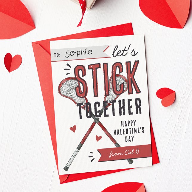 Convites Stick Together Lacrosse Classroom Valentine Card (Criador carregado)