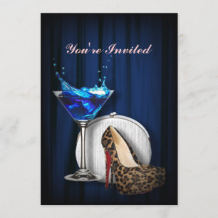 Convites stilletos da menina de cocktail de martini do