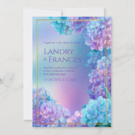 Convites Stippled Lavender Hydrangea Watercolor Gold Frame