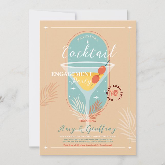 Convites Stock Do Bar Noivado Cocktail Party (Frente)