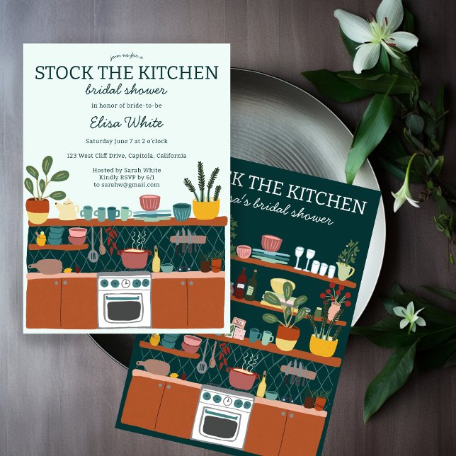 Convites STOCK THE KITCHEN Bridal Shower Cute CUSTOM (STOCK THE KITCHEN Bridal Shower Cute CUSTOM Invitation
)