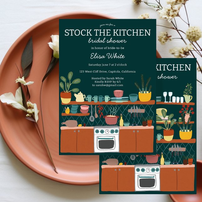 Convites STOCK THE KITCHEN Bridal Shower Cute CUSTOM (STOCK THE KITCHEN Bridal Shower Cute CUSTOM Invitation
)