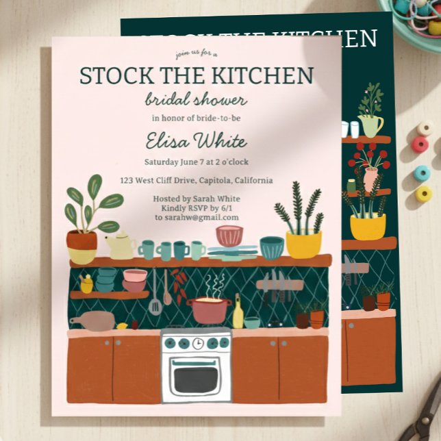Convites STOCK THE KITCHEN Bridal Shower Cute CUSTOM (STOCK THE KITCHEN Bridal Shower Cute CUSTOM Invitation
)