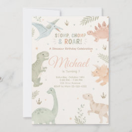 Convites Stomp Chomp And Roar Dinosaur Invitation Editable