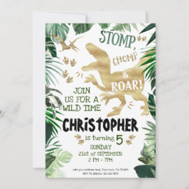 Convites Stomp, Chomp e Roar! Tema de aniversário dos dinos
