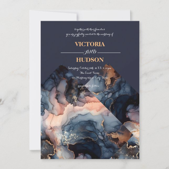 Convites Stone Marble Agate Wedding (Frente)