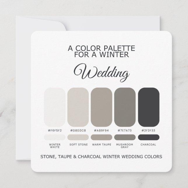 Convites Stone Taupe Charcoal Winter Wedding Palette Card (Frente)