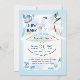 Convites Stork Baby Shower Invitation