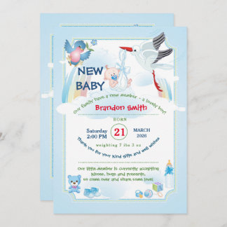 Convites Stork Baby Shower Invitation