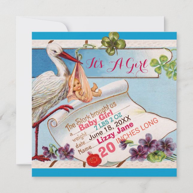 CONVITES STORK,SHAMROCKS ESTADO DE NASCIMENTO DO CHÁ DE FRA (Frente)