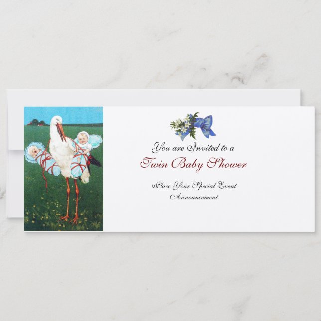 Convites STORM TWIN BABY BOY CHÁ Champagne Metálico (Frente)