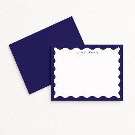 Convites Stormy Blue Wavy Frame Note Card