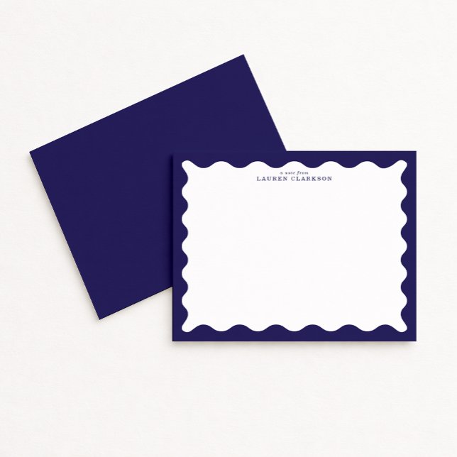 Convites Stormy Blue Wavy Frame Note Card (Criador carregado)