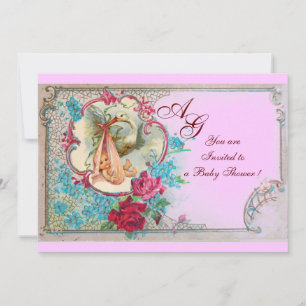 CONVITES STORY BABY GIRL CHÁ PINK BLUE FLOROGRAMA AZUL