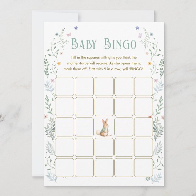 Convites Story Book Baby Shower Baby Bingo Game Card (Frente)