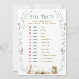 Convites Story Book Baby Shower Baby Traits Game Card