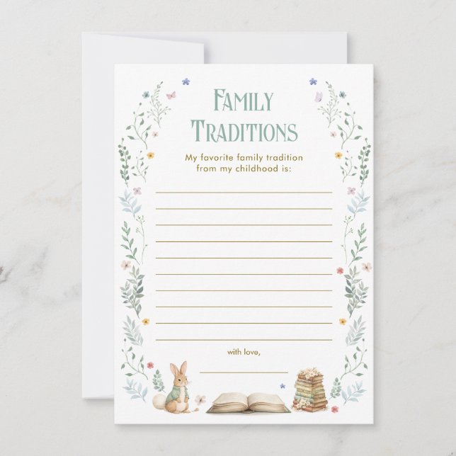 Convites Story Book Baby Shower Family Traits Game Card (Frente)