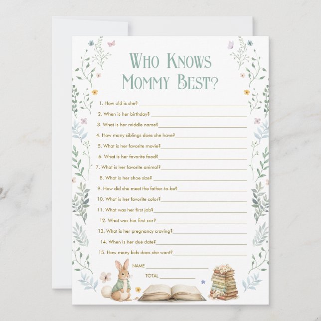 Convites Story Book Baby Shower Who Knows Mommy Best Card (Frente)