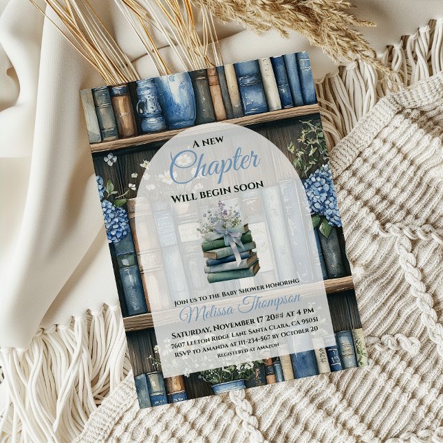 Convites Storybook Blue Boy Library Book Baby Shower (Criador carregado)