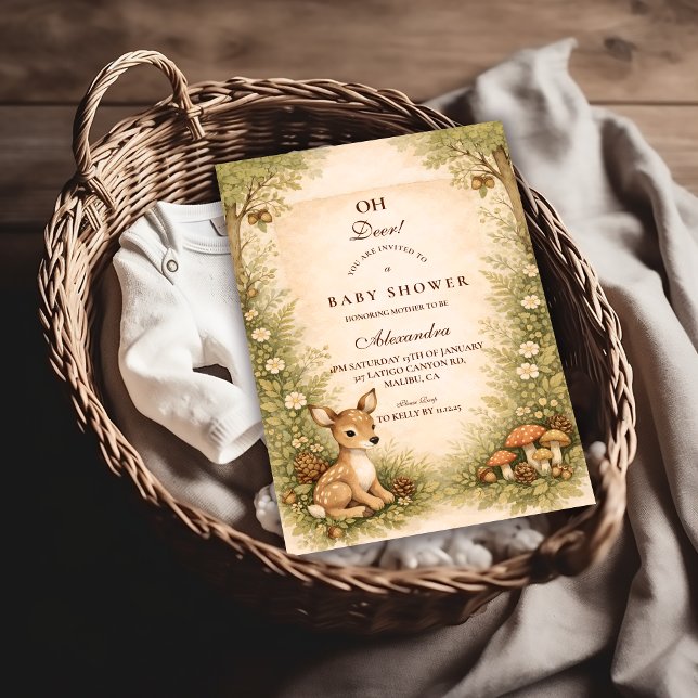 Convites Storybook Deer Baby Baby Shower (Criador carregado)